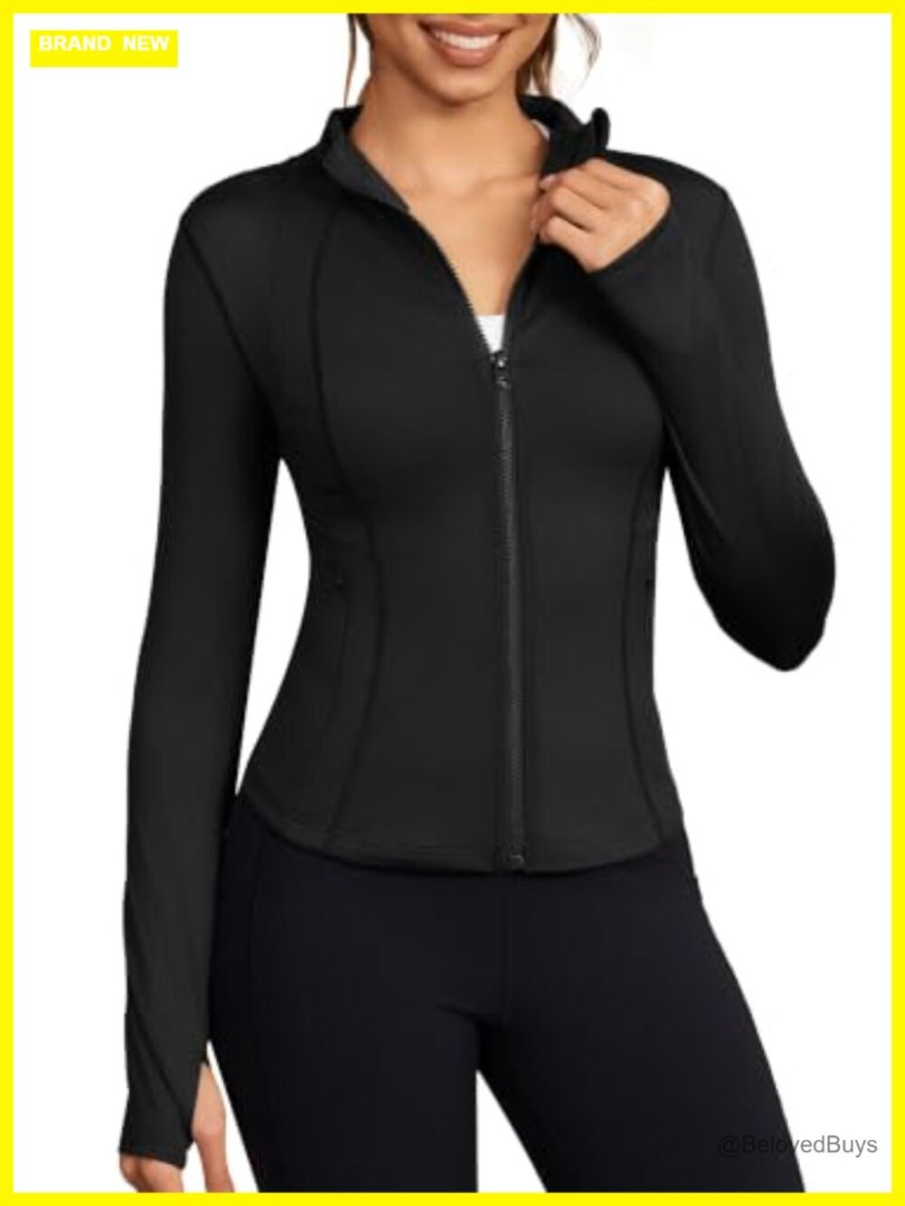 Women's Cropped Full-Zip Thumb Hole Workout Running Jacket